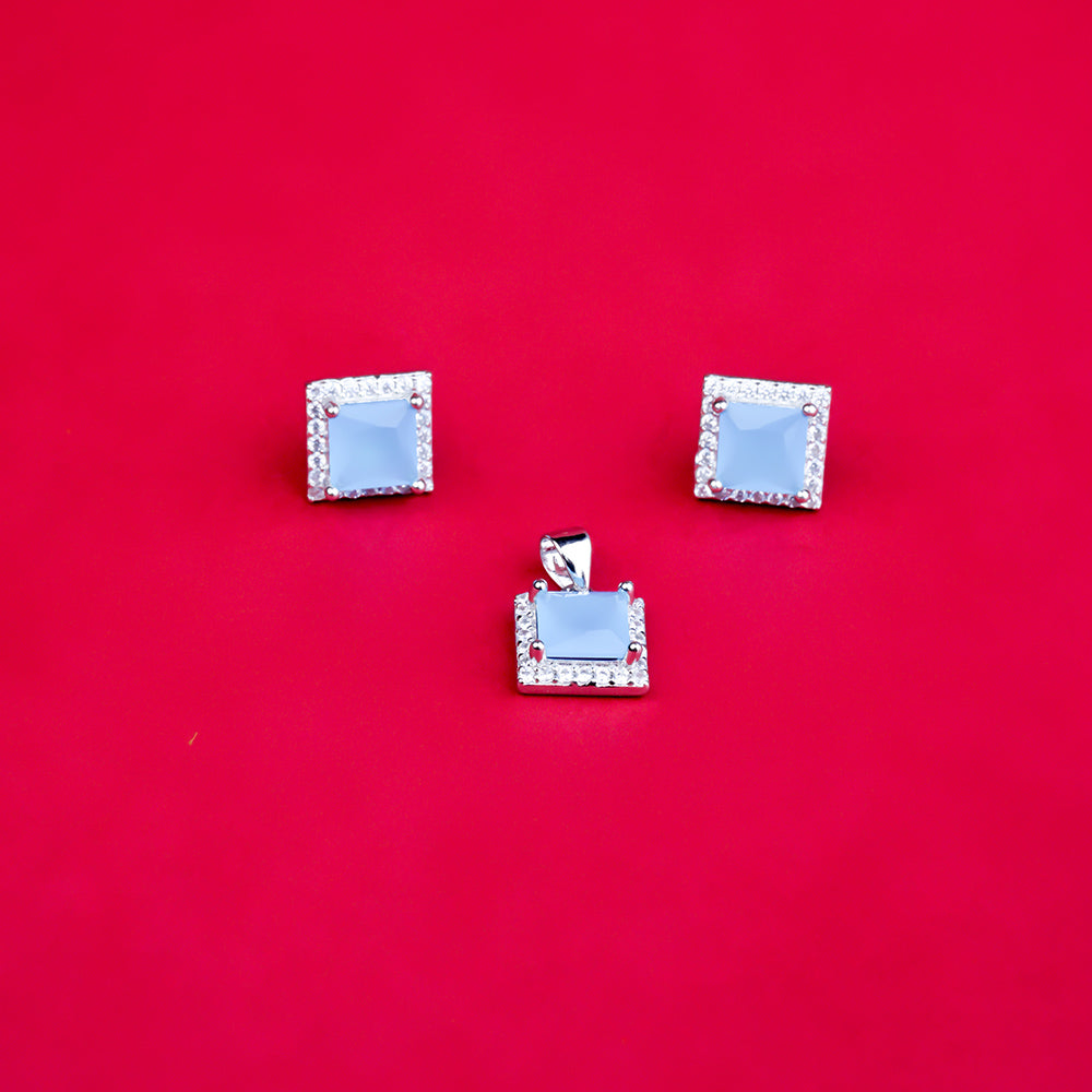 Square Shape Blue  Stone Pendant Butty